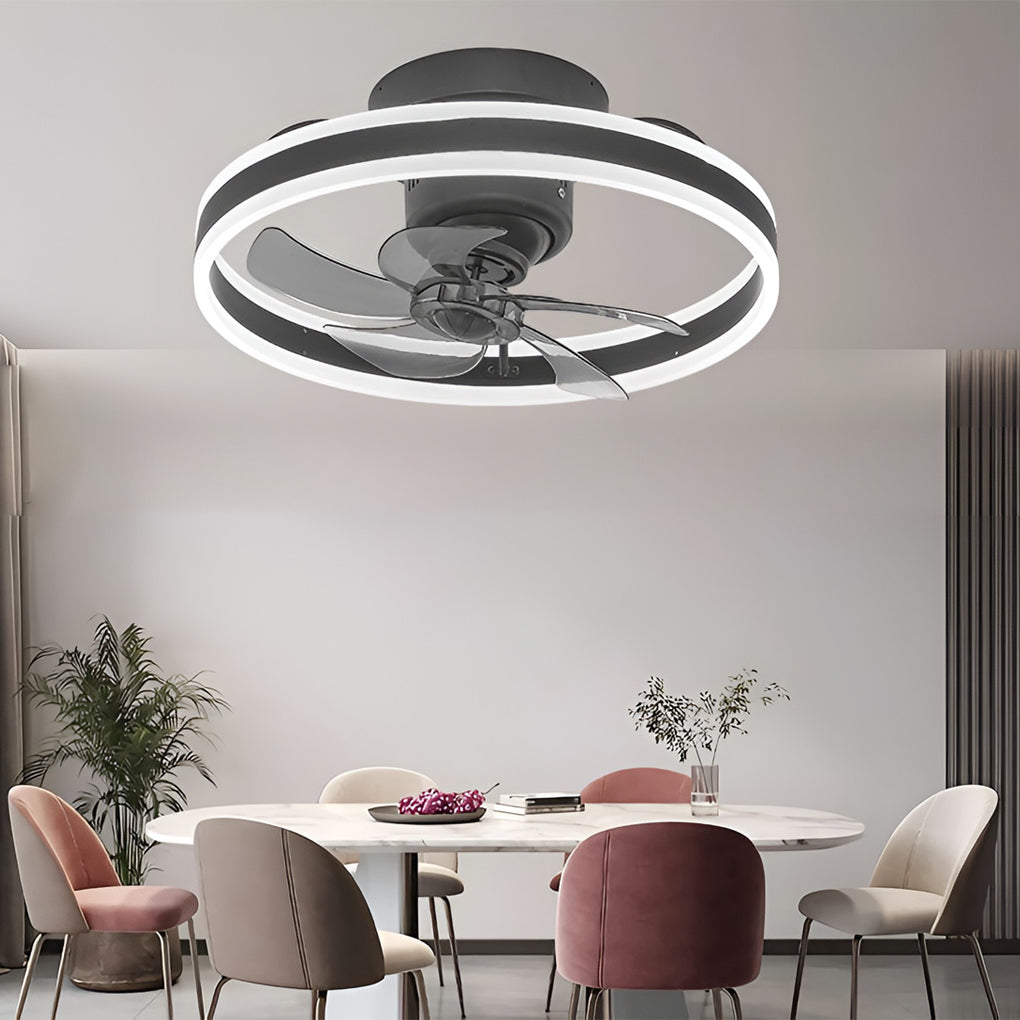 Modern Ceiling Fan Light with Stepless Dimming & Remote Control
