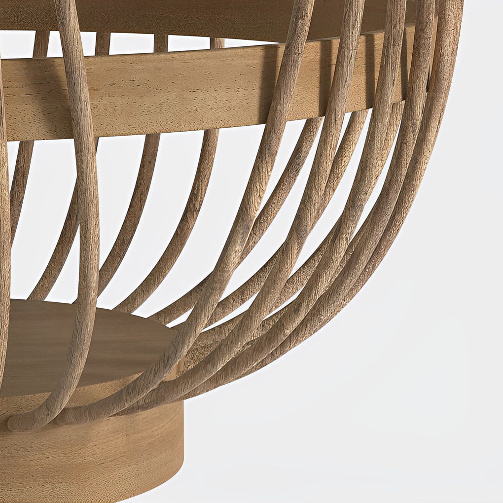 Solar Rattan Wood Portable LED Outdoor Lantern Lamp