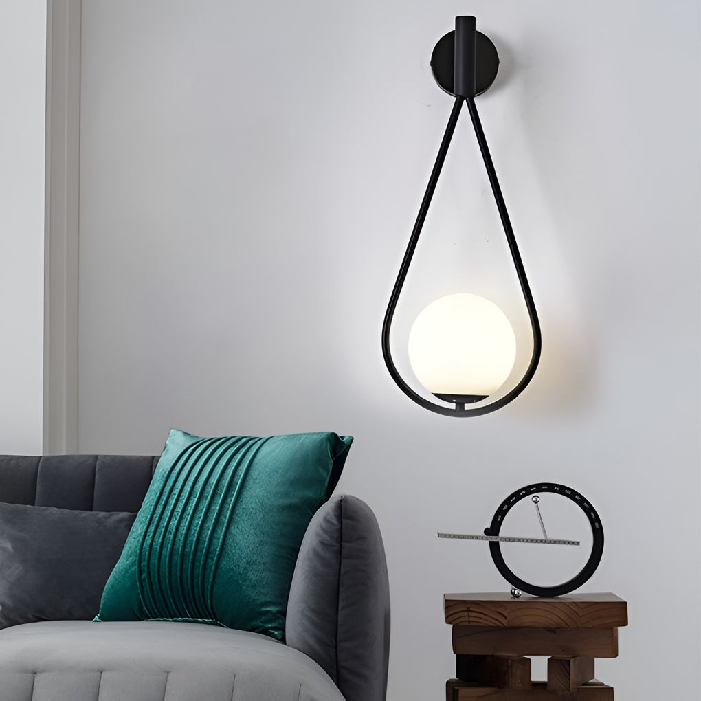 Water Drop Glass Wall Sconce Modern LED Light Fixture Black Gold