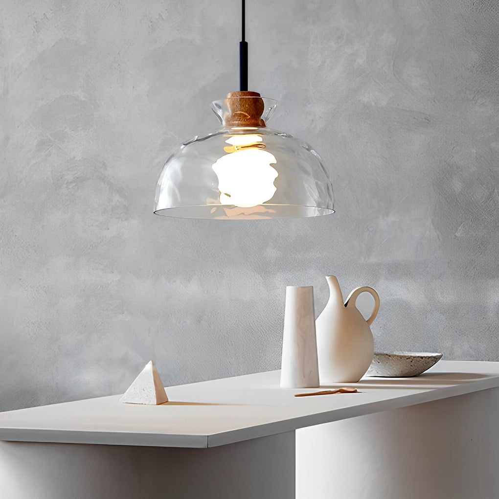 Modern Glass Wood Pendant Light | Japanese Minimalist Design
