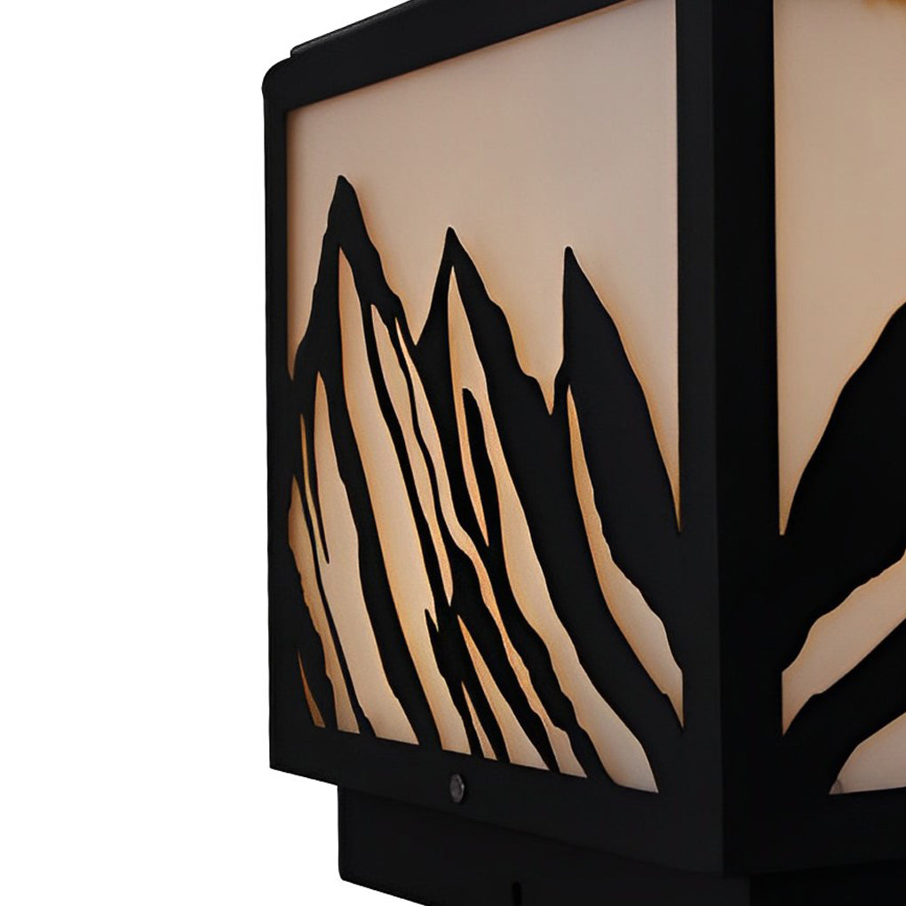 Solar Fence Post Light - Modern Mountain Scenery Design - LED