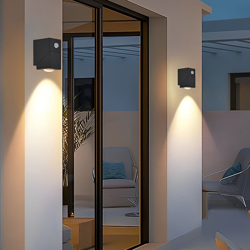 Modern Motion Sensor Black Outdoor Wall Lamp with Adjustable Light