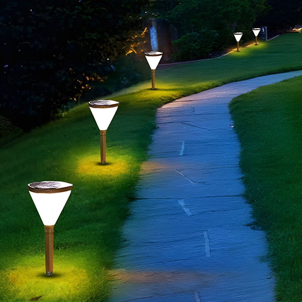Modern Cone Solar LED Path Light - Outdoor Landscape Lighting