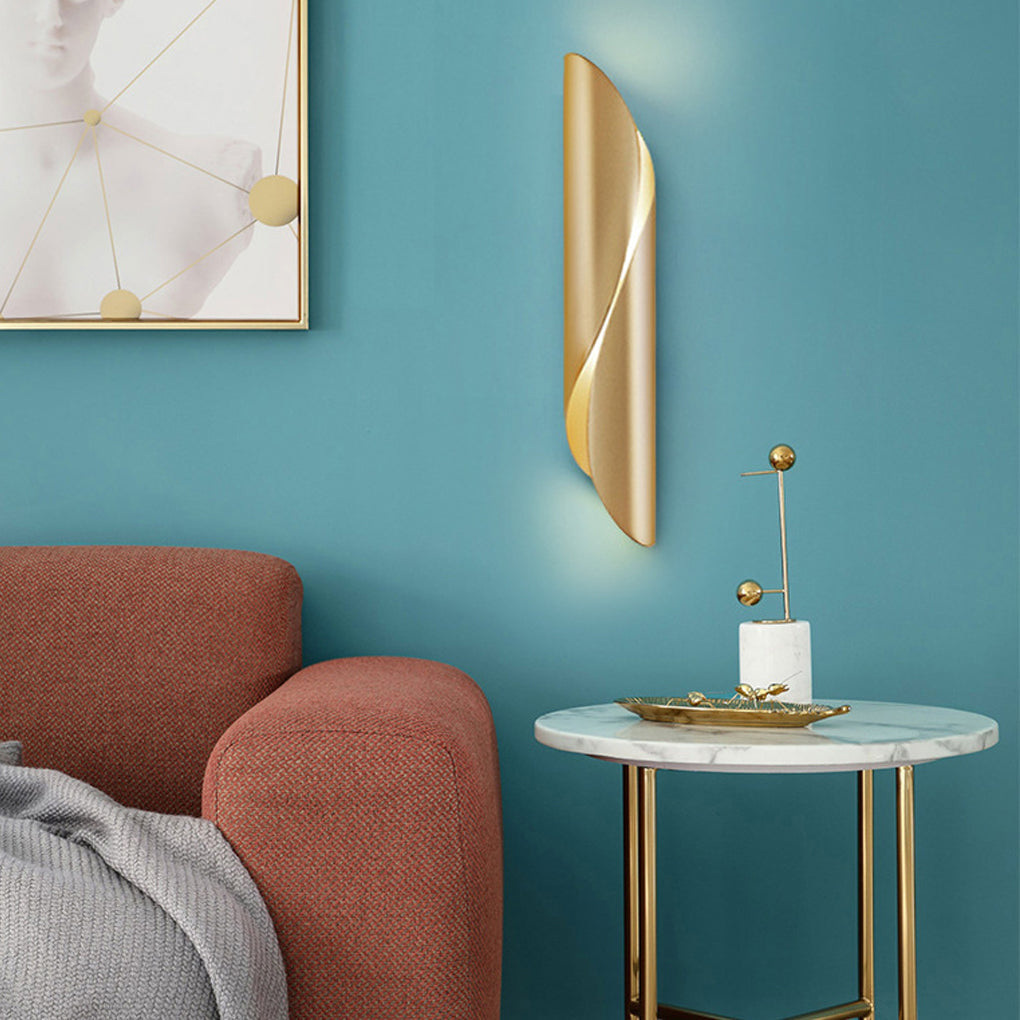Modern Arc Wall Sconce – Industrial Metal Design with Gold Accent