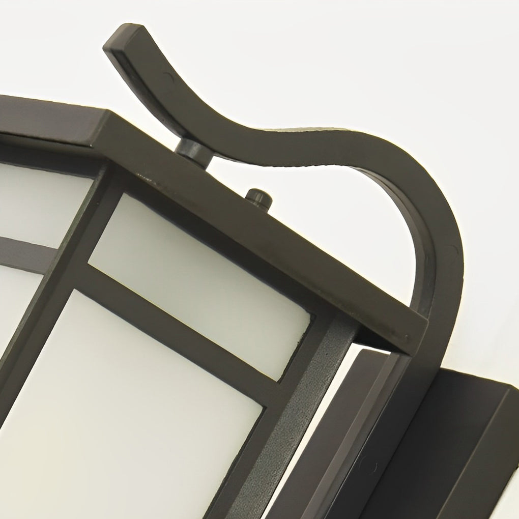 Modern Matte Black Outdoor Wall Lamp with Frosted Glass Shade