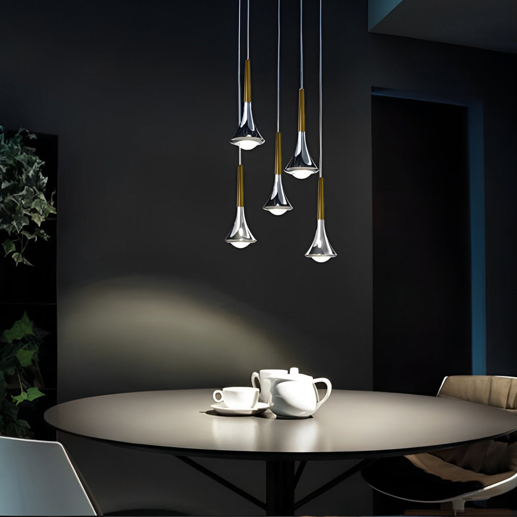 Water Drop Metal LED Pendant Light Modern Nordic Staircase Chandelier
