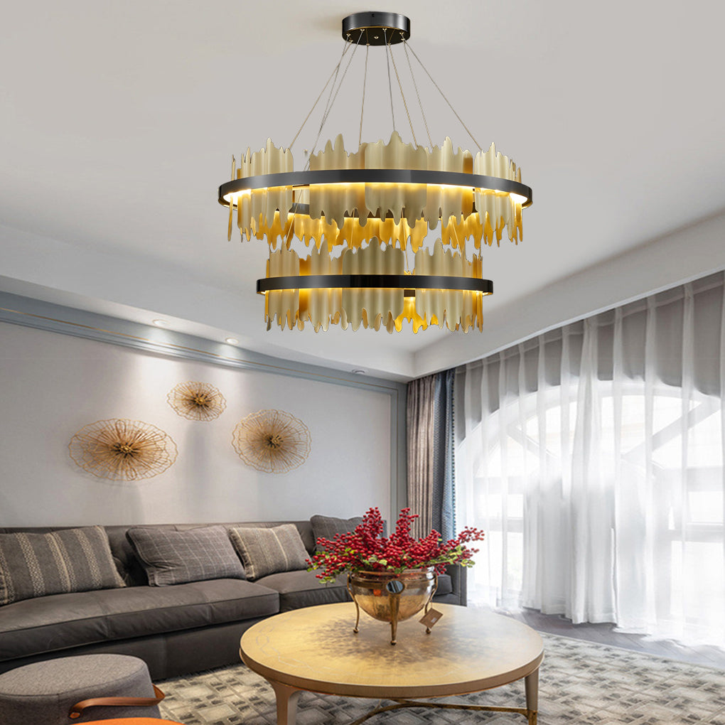 Modern Circular LED Chandelier with Stepless Dimming & Remote