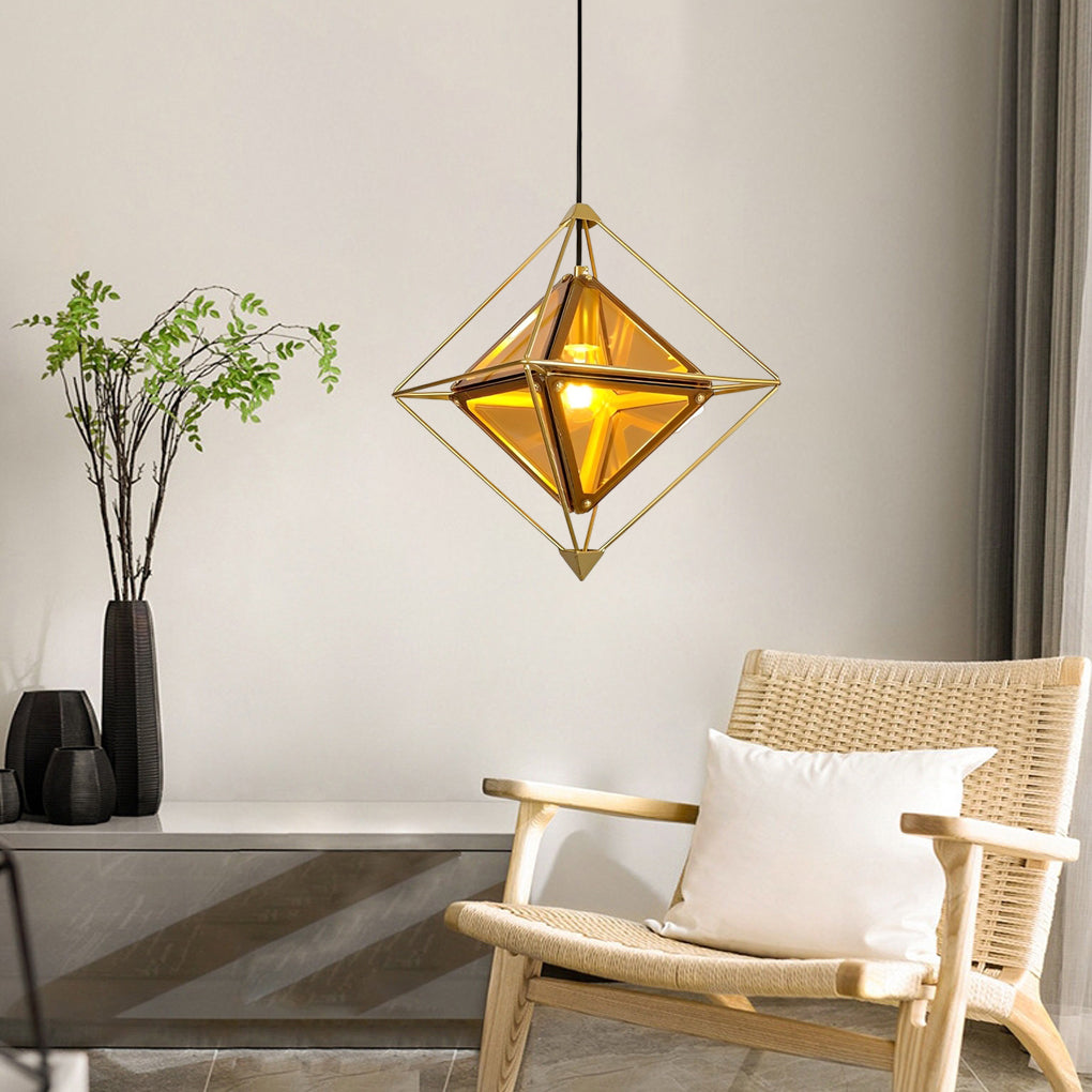 Geometric Glass Pendant Light Modern Minimalist Island Lighting