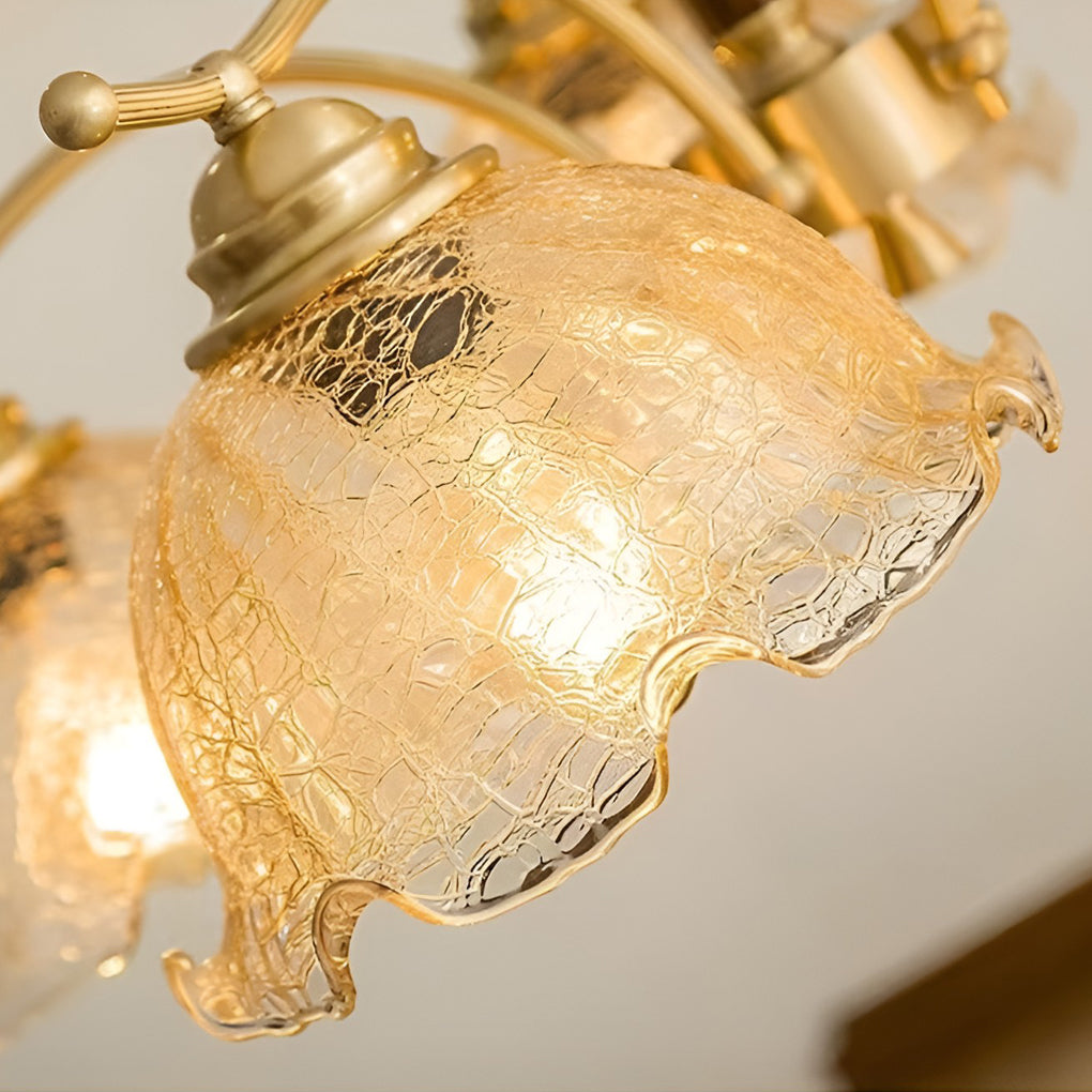 Cracked Glass Chandelier 3-Light Vintage Pendant Ceiling Lamp