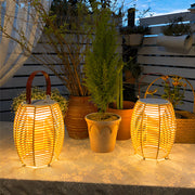Portable Rattan Solar Lantern Waterproof LED Outdoor Floor Lamp