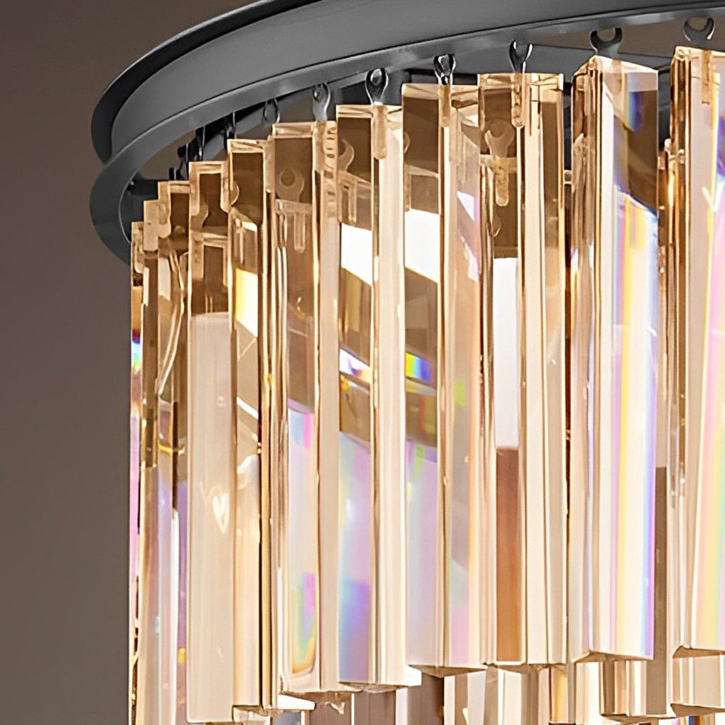 Crystal Metal Chandelier - Mid-Century Modern Round Pendant Light