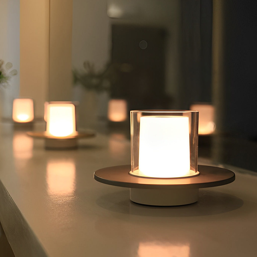 Cordless Cylinder Candle Table Lamp with Touch Dimming Control