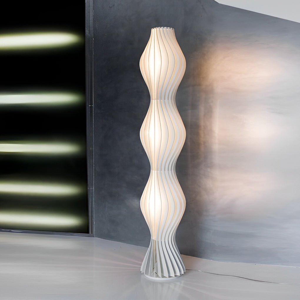 Modern Coastal Wavy Acrylic LED Floor Lamp White 68"