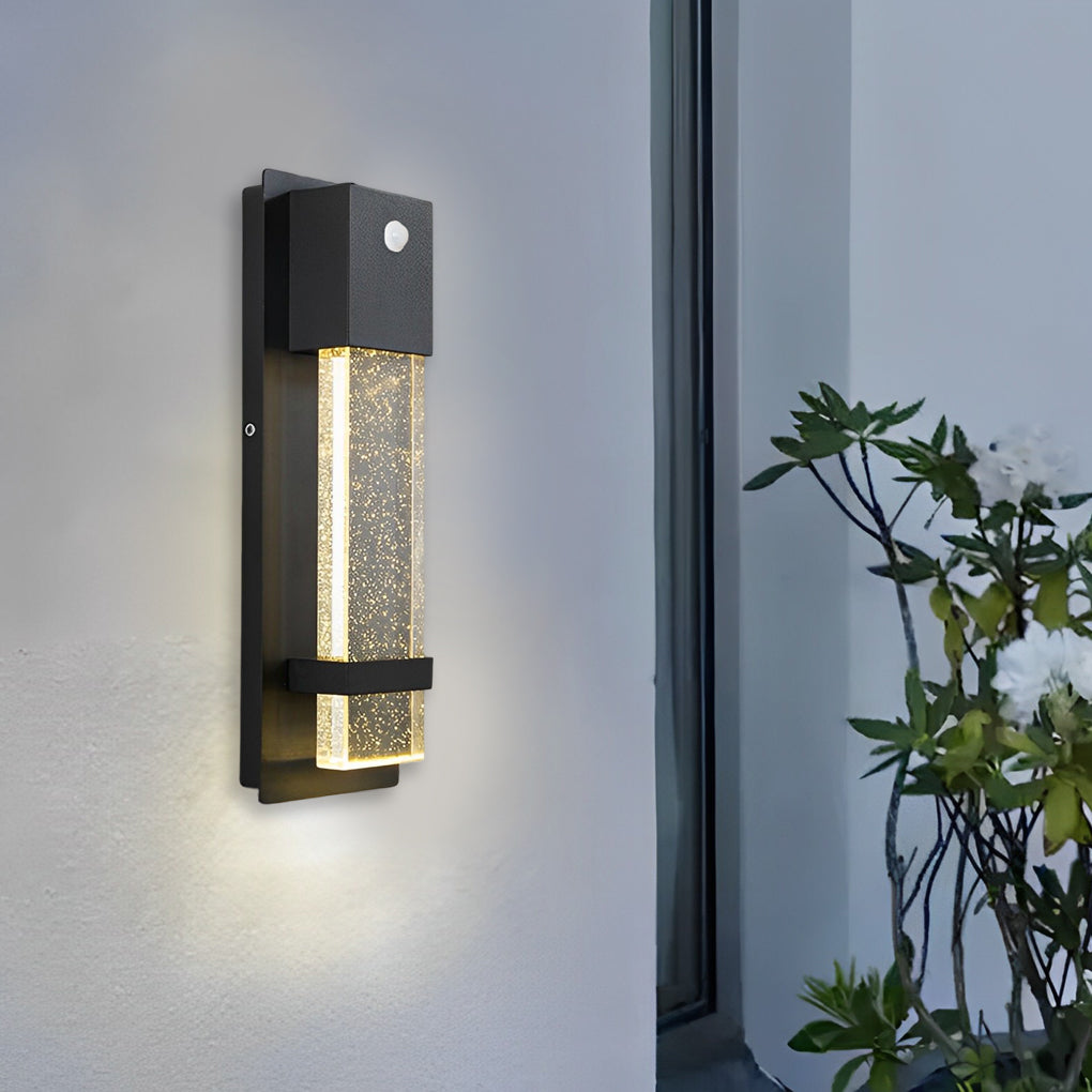 Crystal Bubble Glass Motion Sensor Outdoor Wall Lamp - Black
