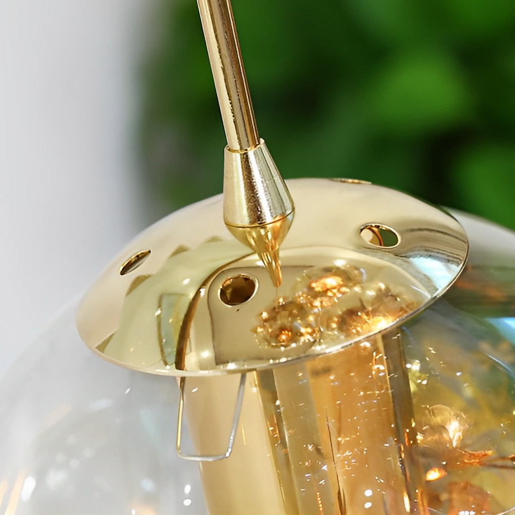 Cognac Glass Globe Modern Staircase Chandelier