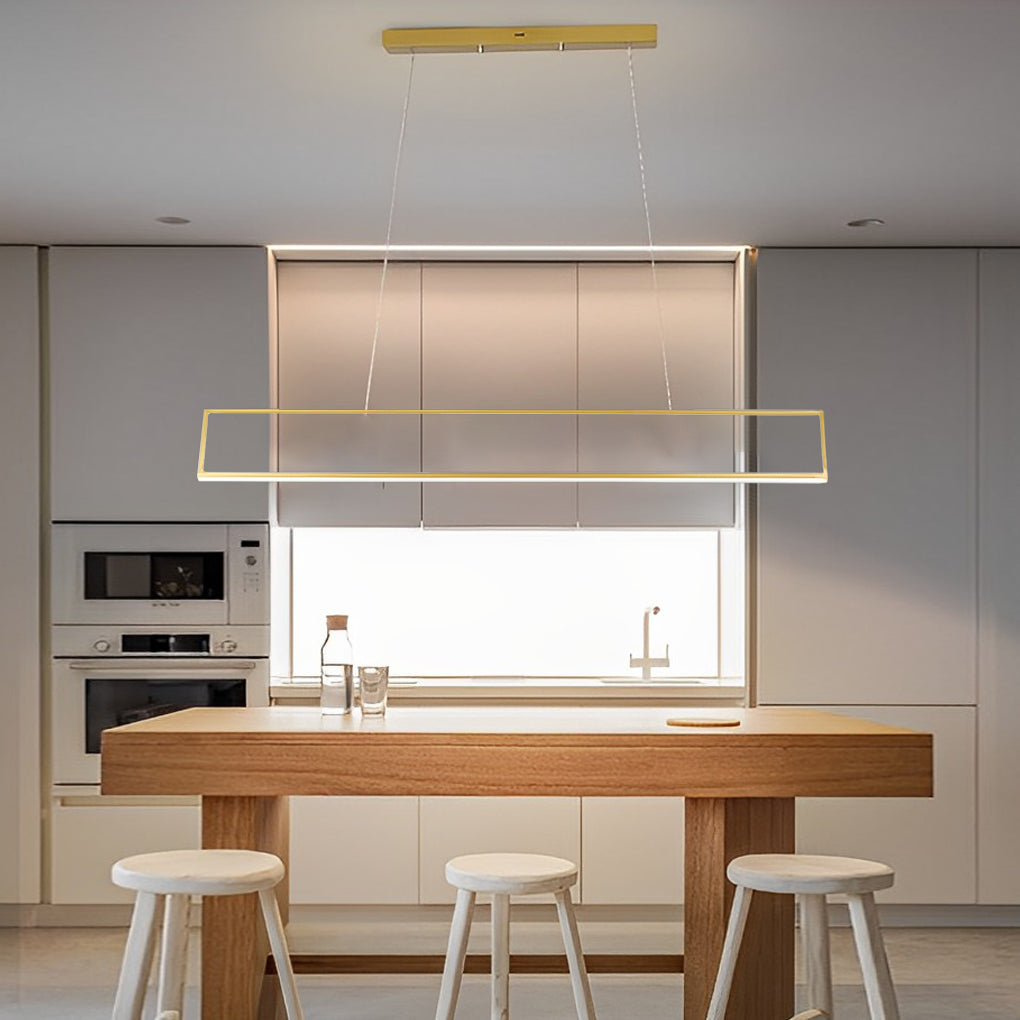 Rectangular Frame LED Modern Pendant Chandelier 47" Aluminum
