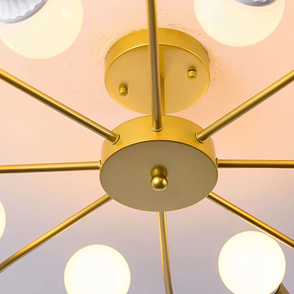 Nordic Flower Iron Semi Flush Mount Ceiling Light