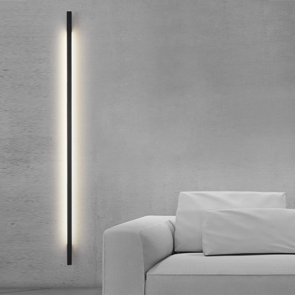 Minimalist LED Strip Wall Light with 3-Step Dimming - Black Iron