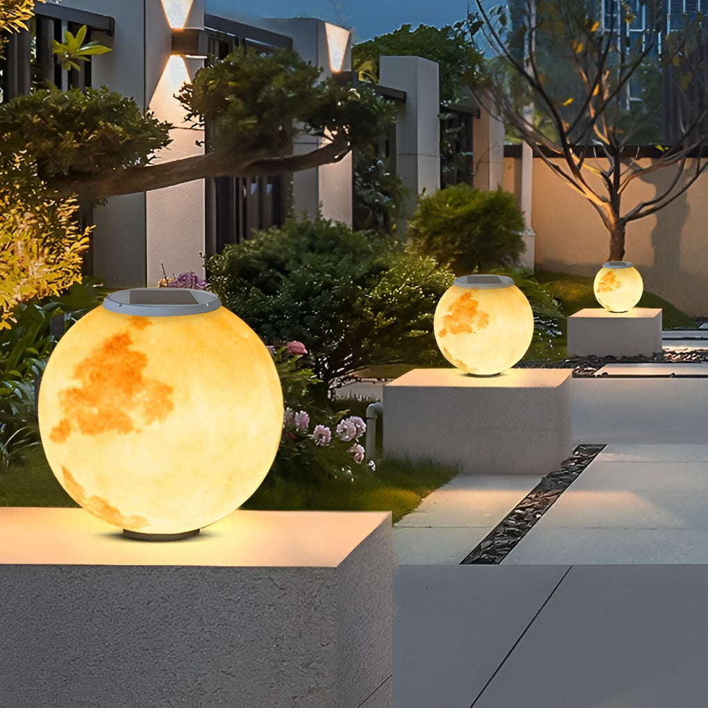 Moon Waterproof LED Solar Post Cap Light - Modern Outdoor Pillar