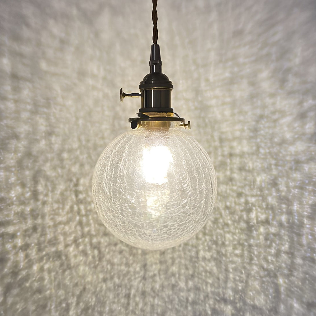 Spherical Glass Pendant Light with Cracked Pattern Design