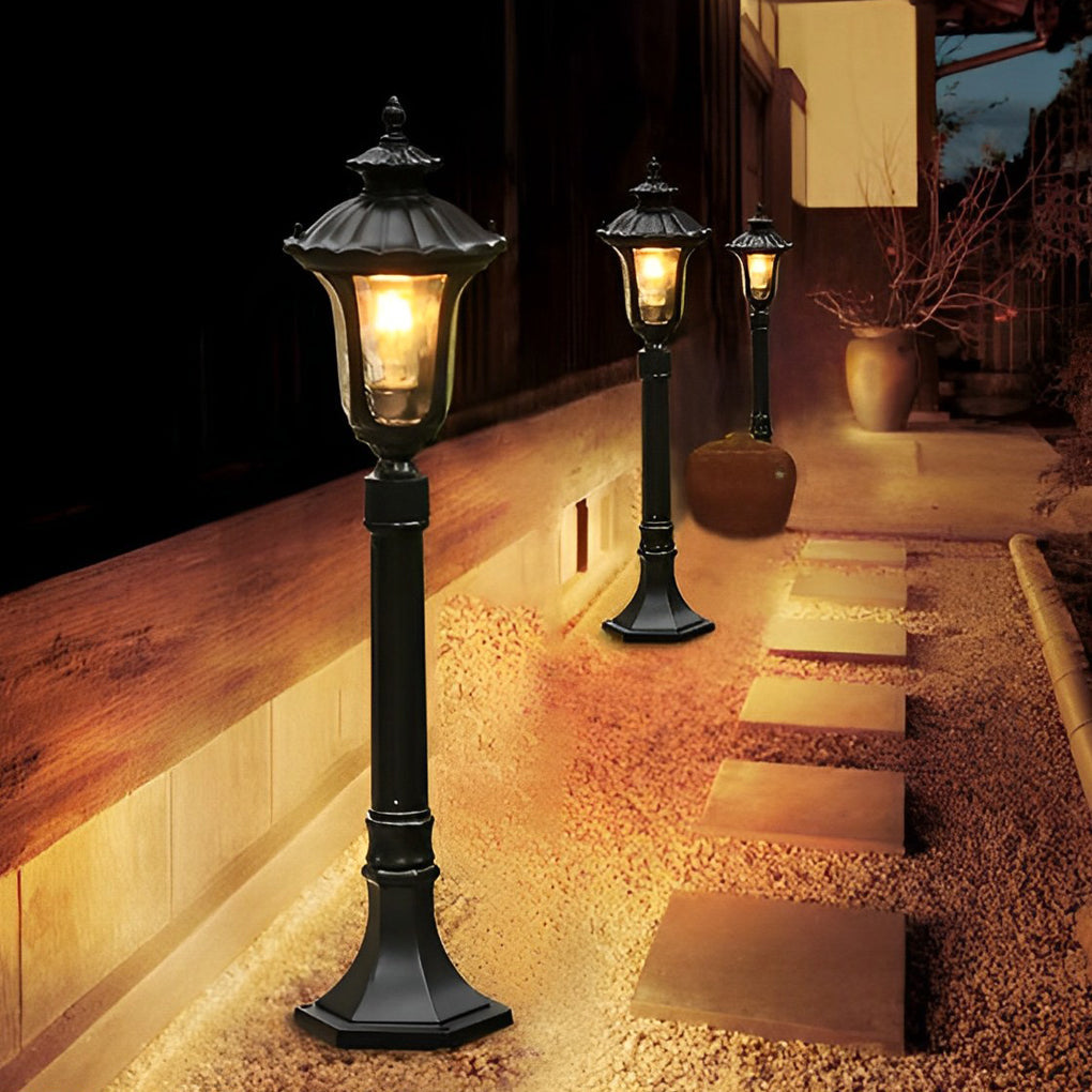 Vintage Black Outdoor Lawn Post Light with Water Glass Lens
