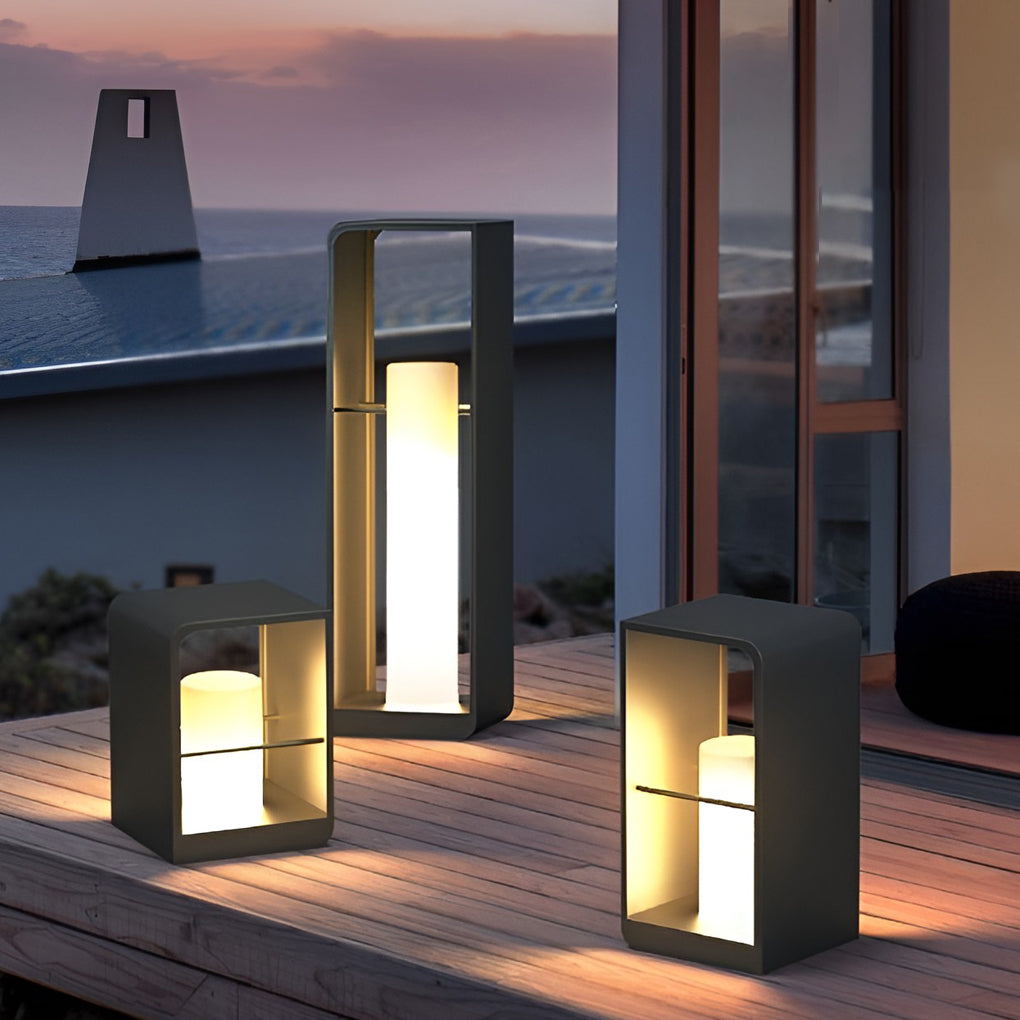 Rectangular Waterproof Modern Solar LED Outdoor Lantern