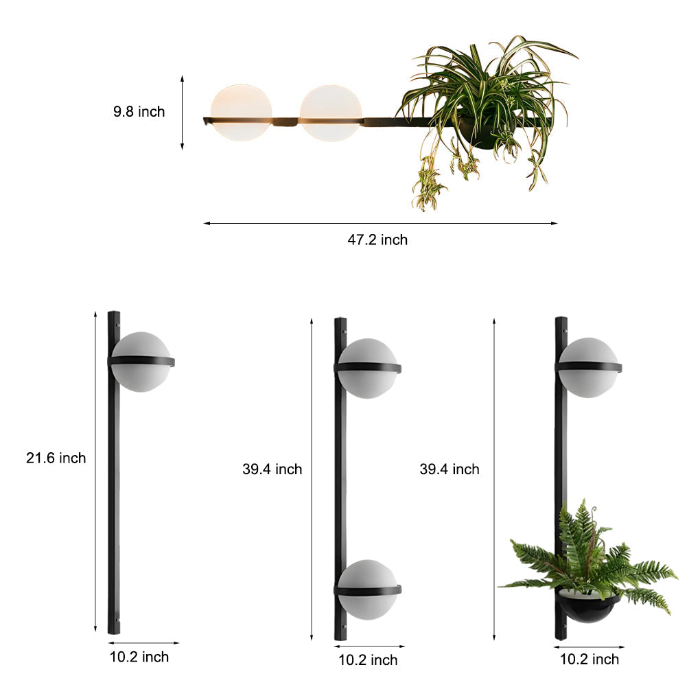 Modern Outdoor Wall Light with Flowerpot Design in Black