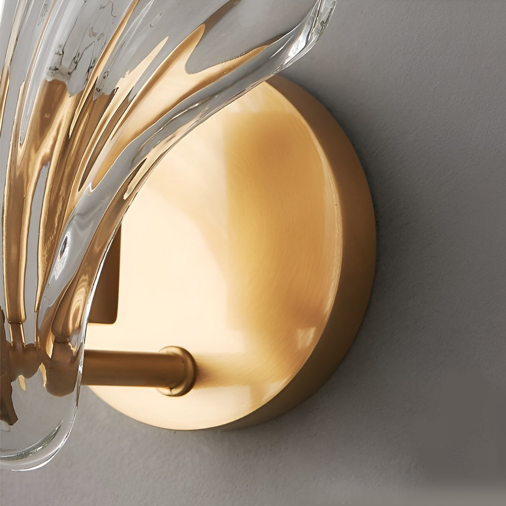 Fan-Shaped Glass Wall Sconce with 3-Step Dimming LED Light
