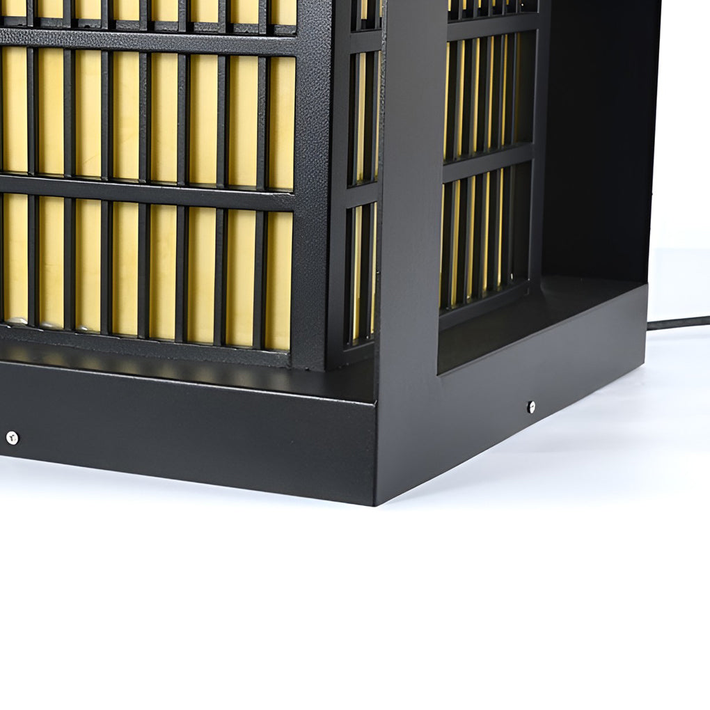 Black Industrial LED Outdoor Pathway Lantern - Cuboid Design