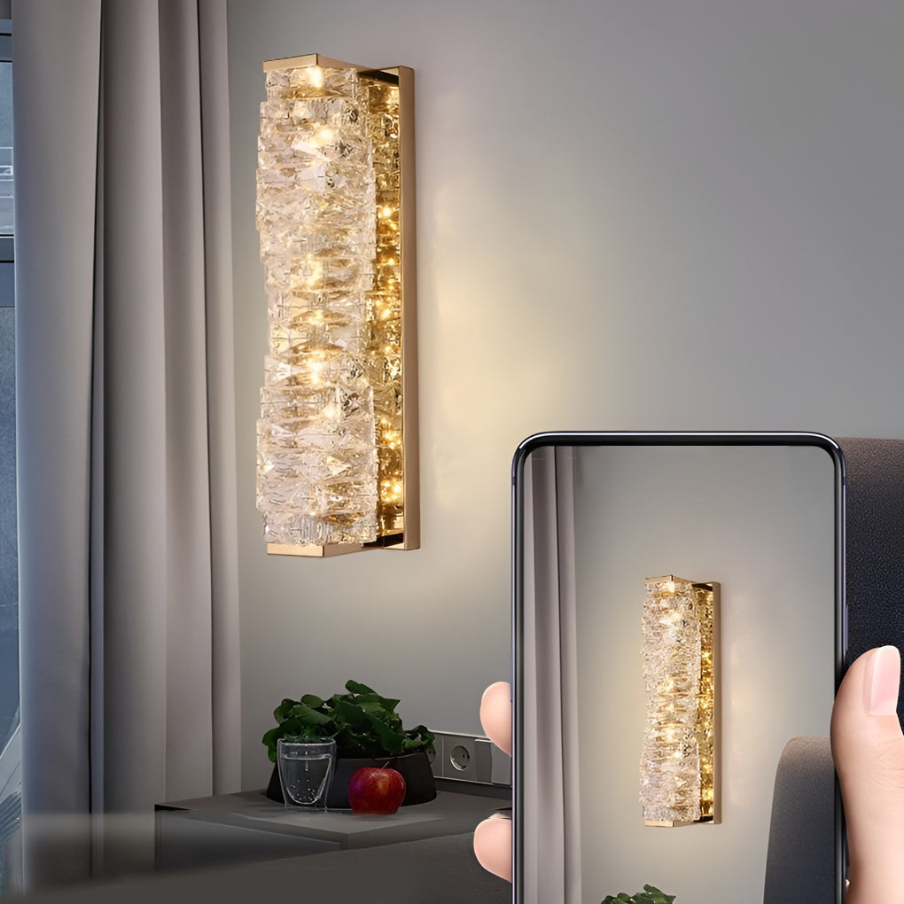 Crystal LED Wall Sconce with 3-Step Dimming - Modern Wall Light