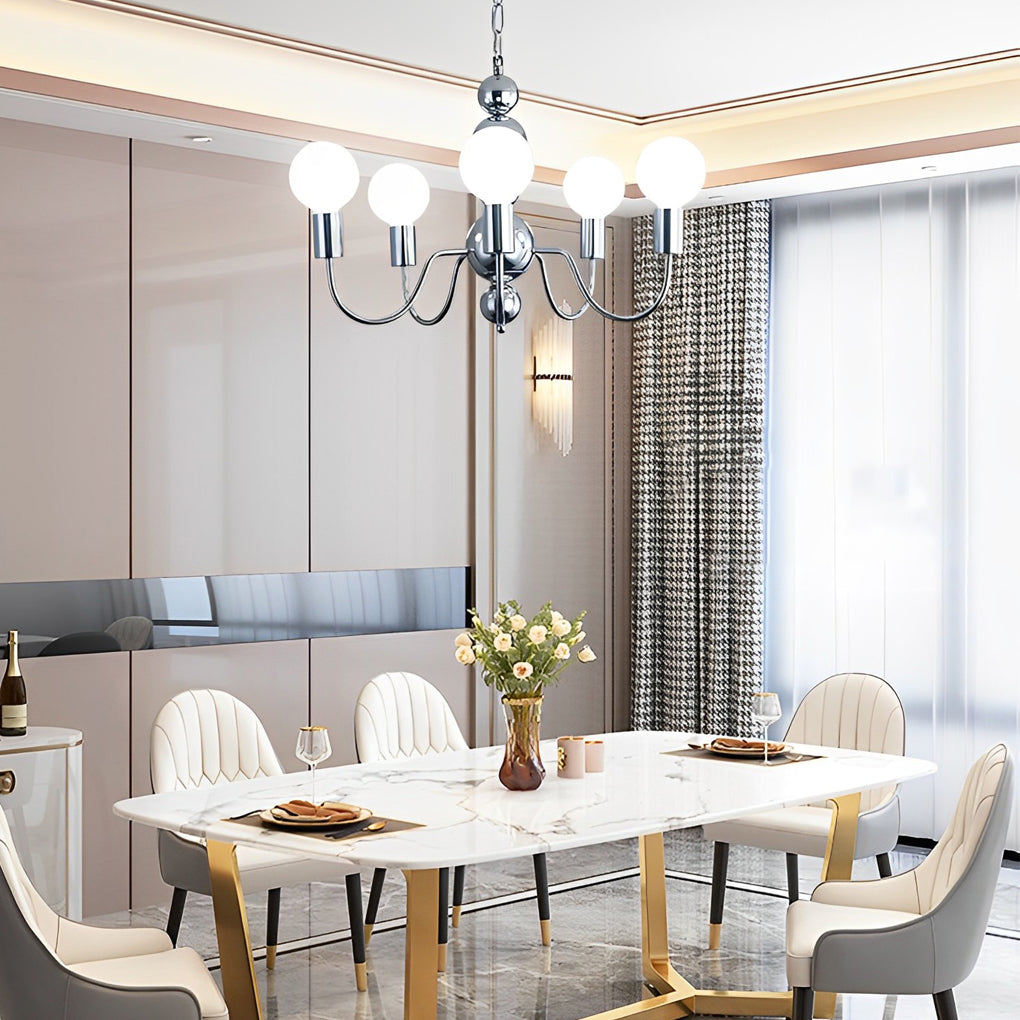 Glass Ball Shade Chandelier – Modern Minimalist Multi-Light Design