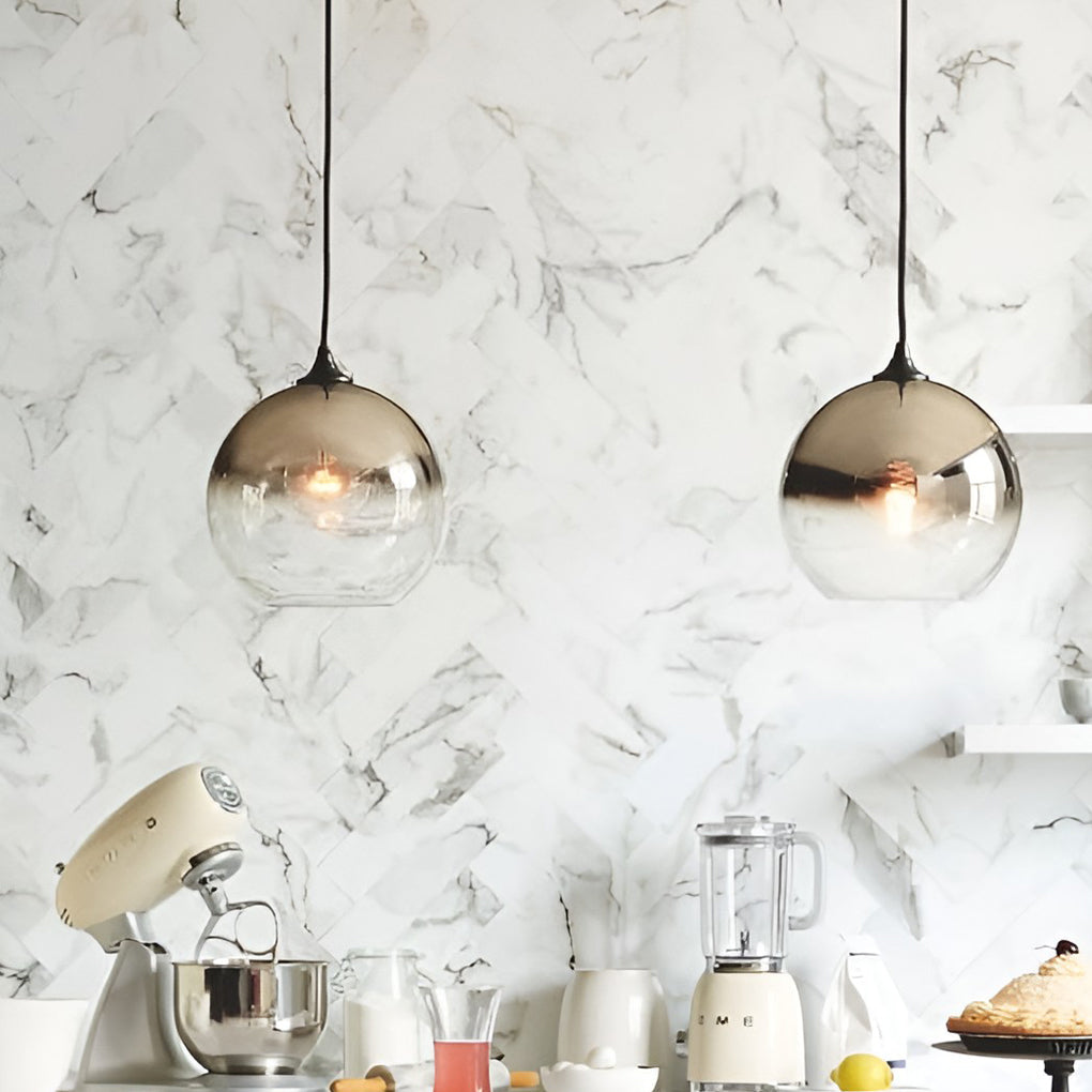 Modern Globe Glass Pendant Light Industrial Single Ceiling Fixture