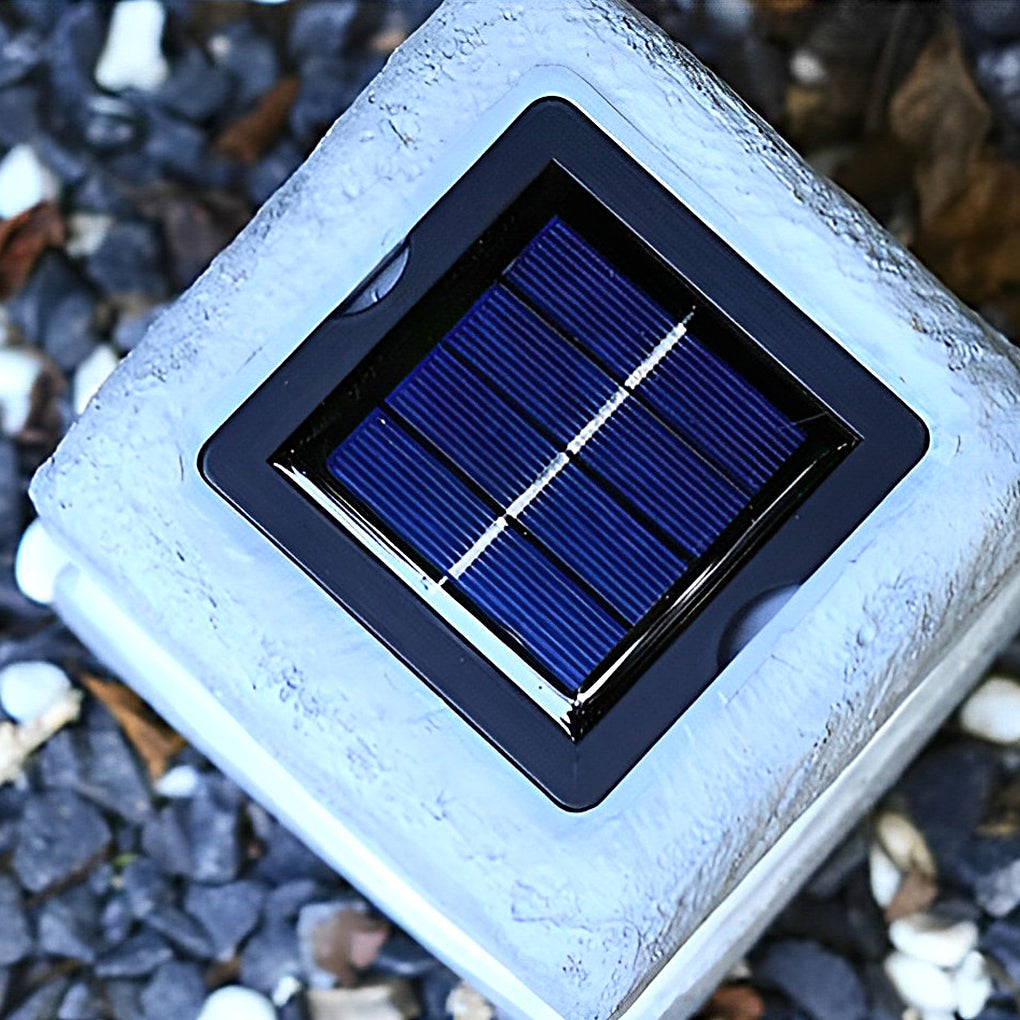 Modern Square Resin Solar LED Garden Lamp - Waterproof Outdoor Light