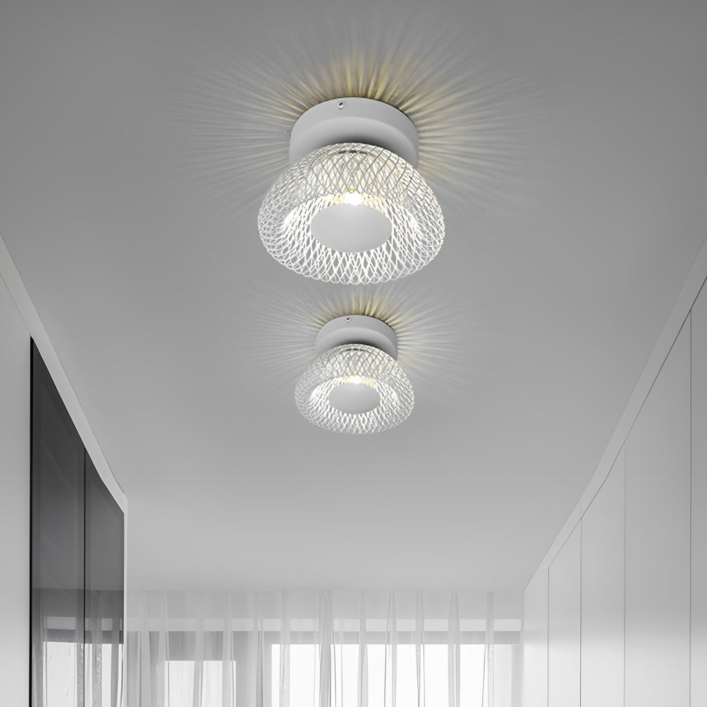 Modern Circular Nest Grid LED Wall Sconce – Iron Finish