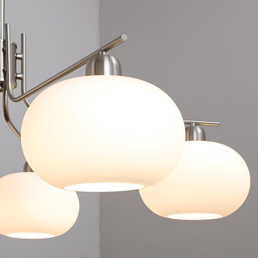 5-Light Glass Chandelier with 3-Step Dimming LED Nordic Hanging Lamp