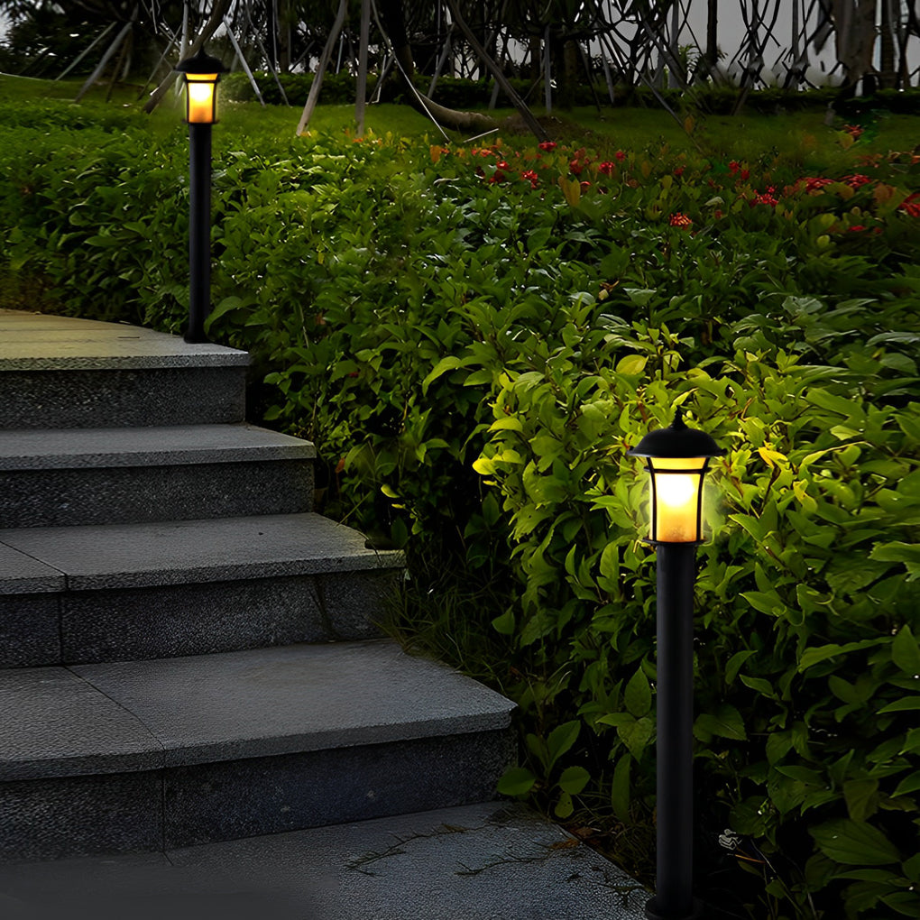 Traditional Iron & Glass LED Garden Lamp – Waterproof Outdoor Post