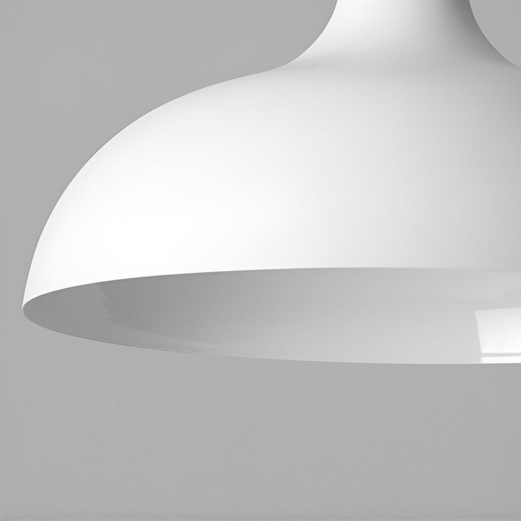 Modern Round Pendant Light with Walnut Accent - White Metal 12W