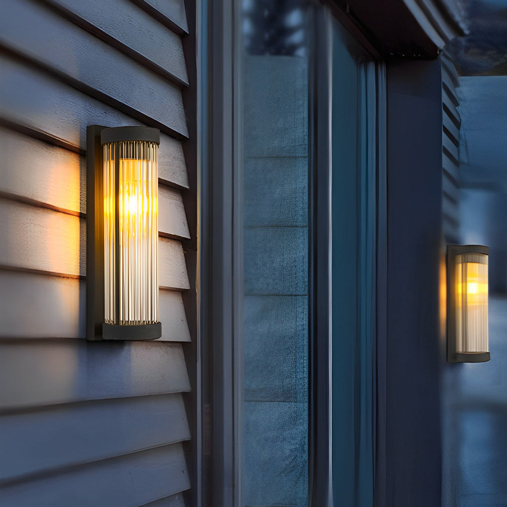 Modern Glass Solar Wall Lamp - Outdoor Waterproof LED Sconce
