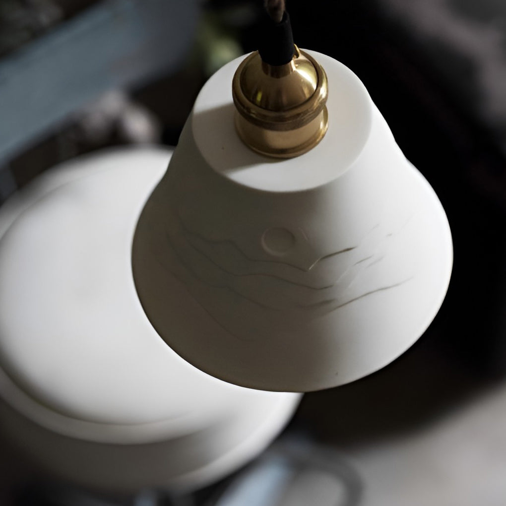 Nordic Ceramic Pendant Light with Mountain Shadow Design