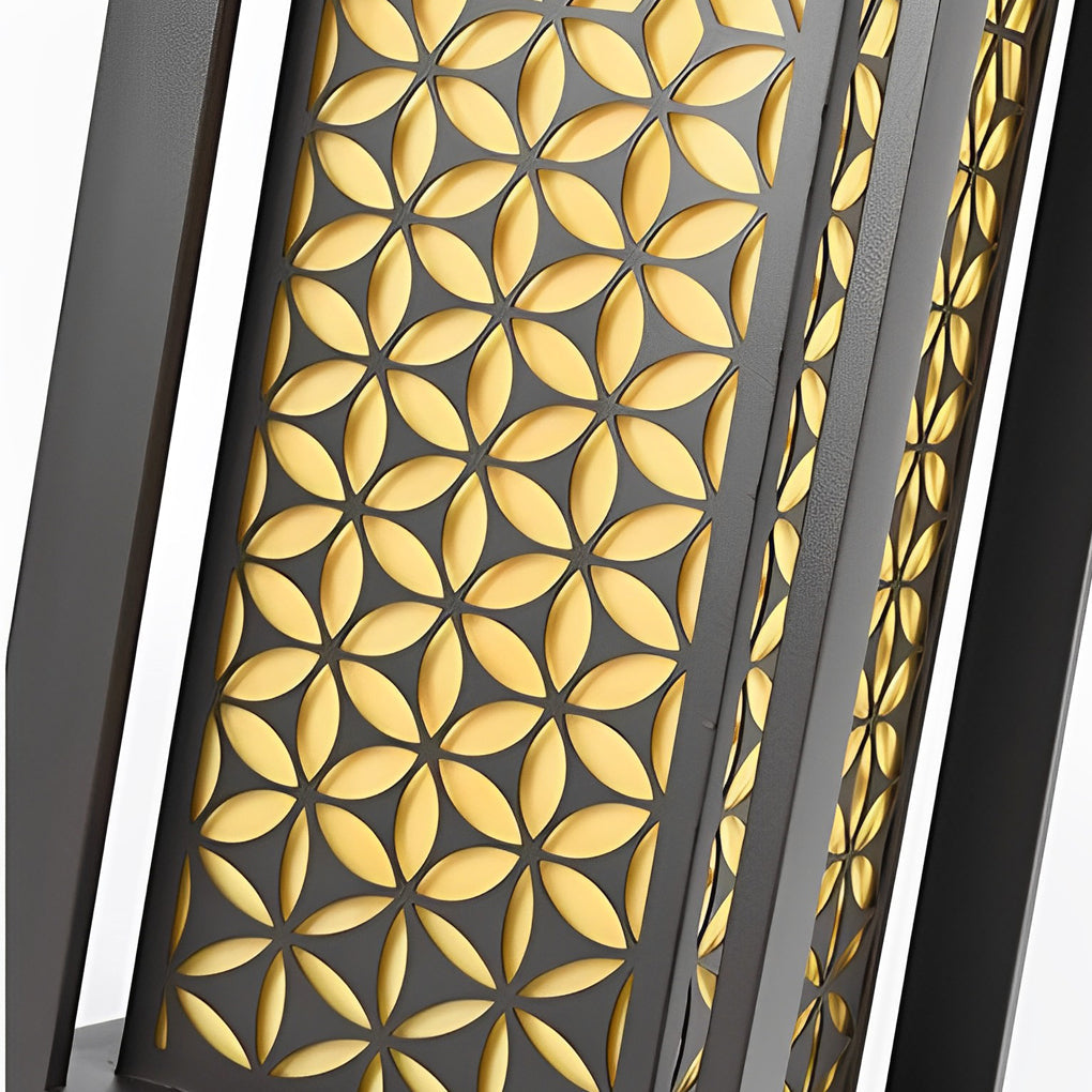Floral Pattern LED Lawn Lamp Modern Pathway Light Black