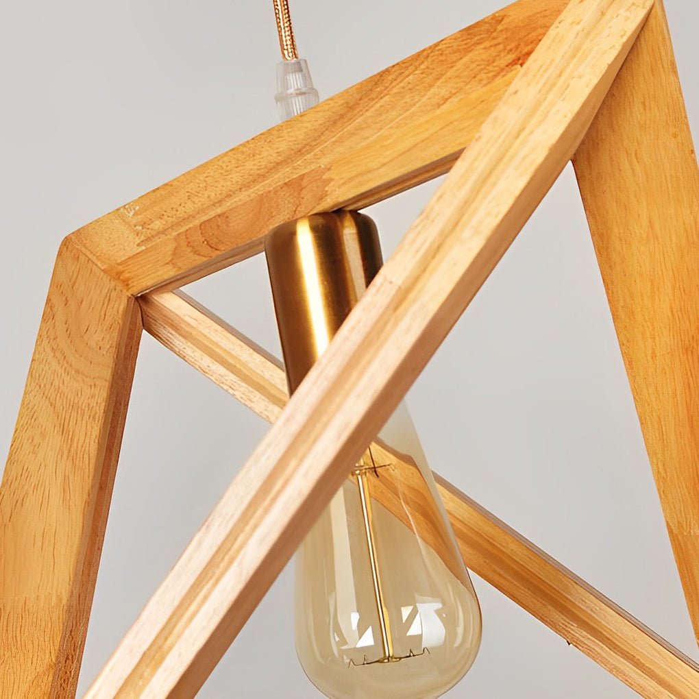 Geometric Wood Pendant Light - Modern Farmhouse Rustic Ceiling Fixture