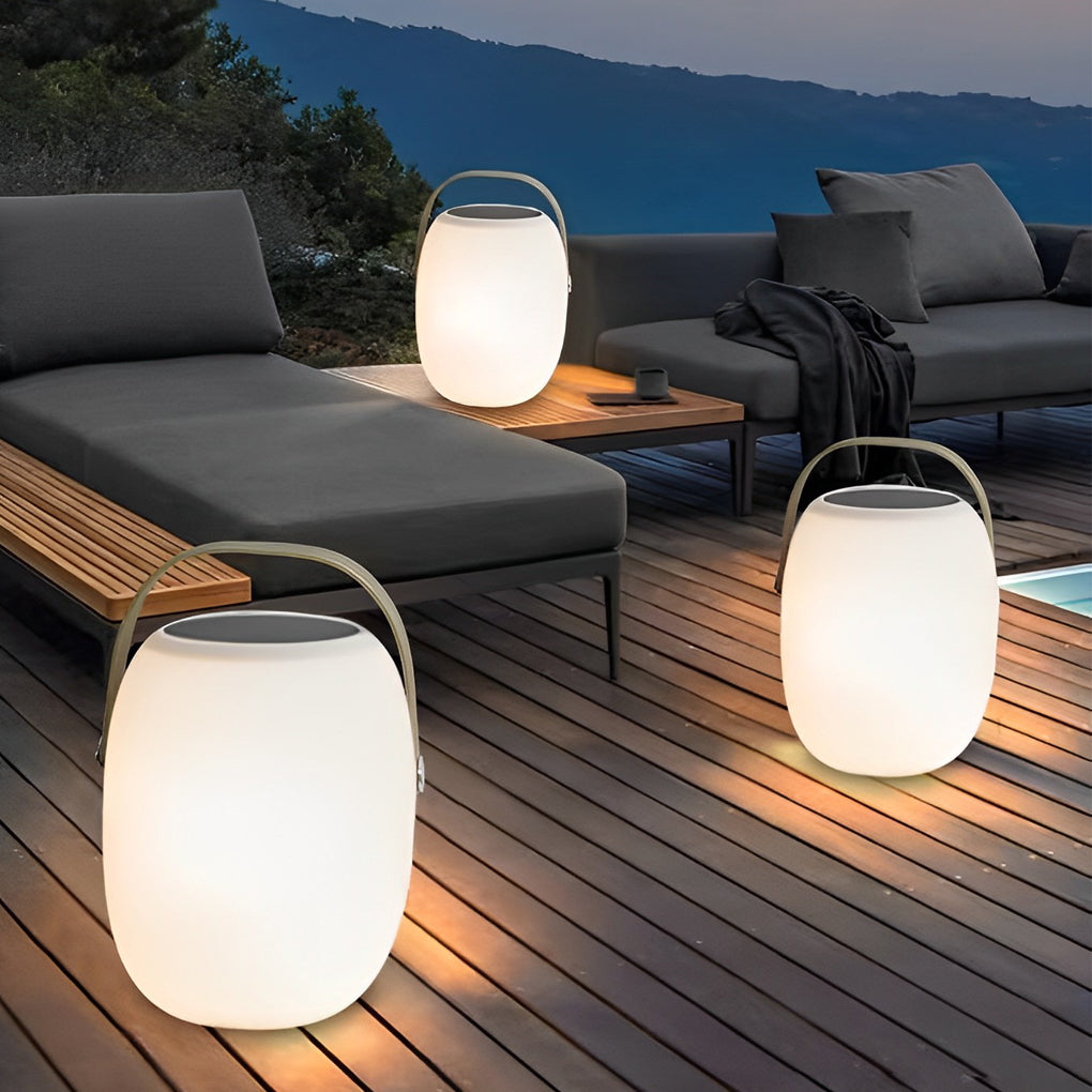 Solar LED Outdoor Lantern with Wood Grain Finish & Portable Handle