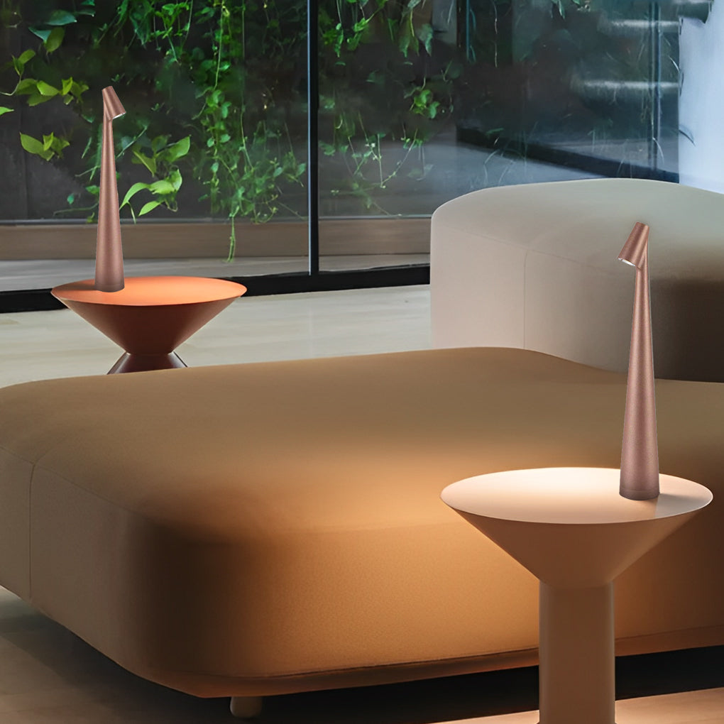 Modern Conical Stem LED Table Lamp with Touch Dimming