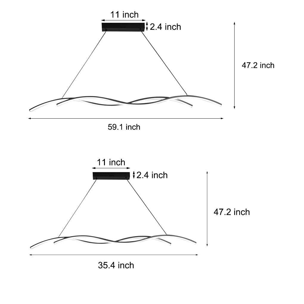 Double Wave Modern LED Pendant Light in Black or White