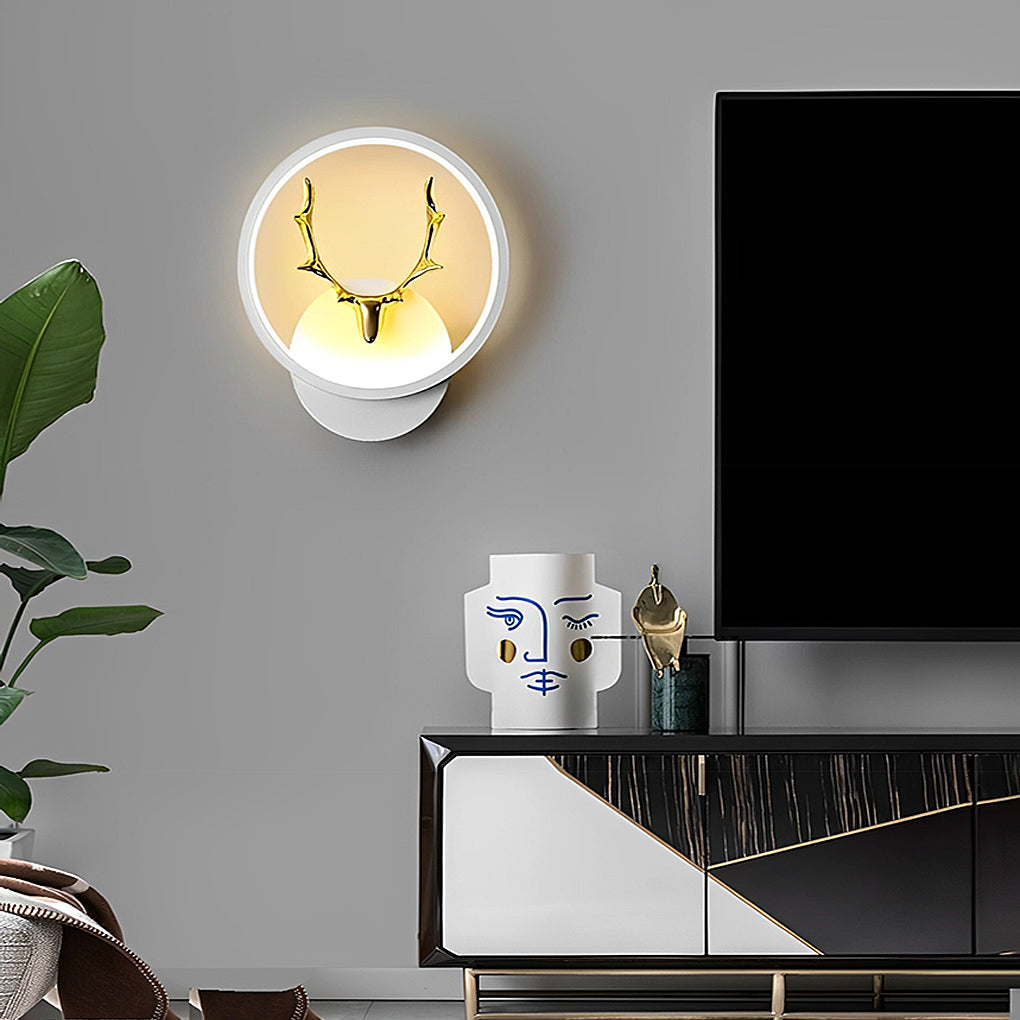 Modern Antler Wall Sconce LED Bedside Lamp Iron Aluminum