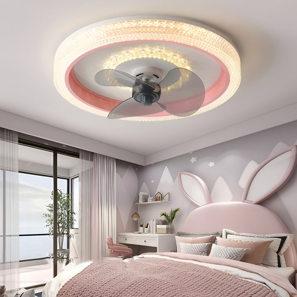 Modern LED Ceiling Fan Light with Dimmable Remote & 360° Rotation