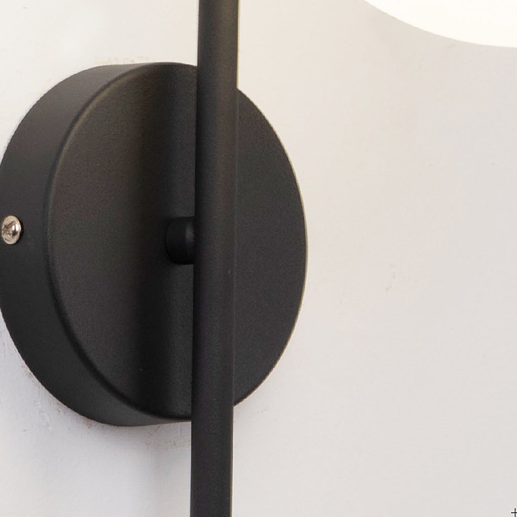 Glass Ball Wall Sconce with Metal Frame - Modern Plug-In Light