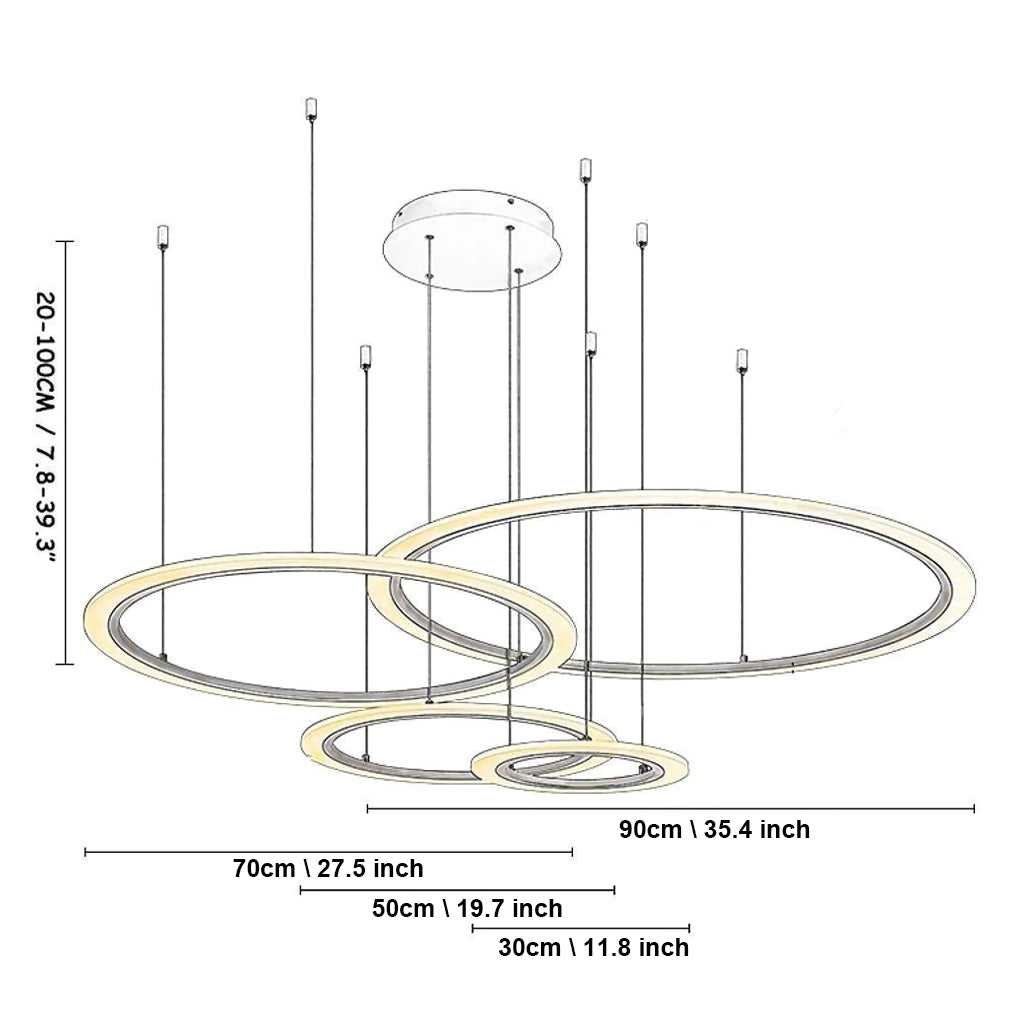 Four-Ring Dimmable LED Geometric Chandelier - Modern Pendant Light