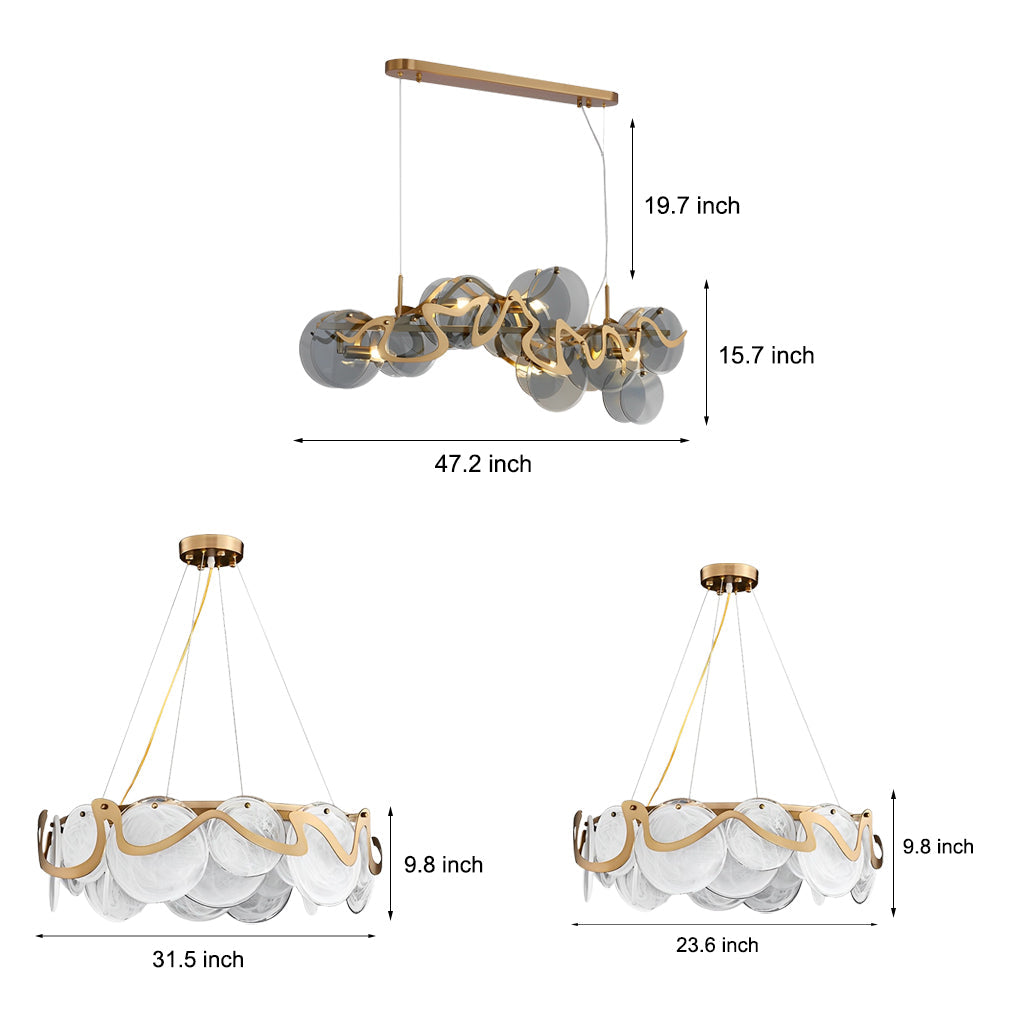 Modern Glass Bubble Chandelier with Iron Frame