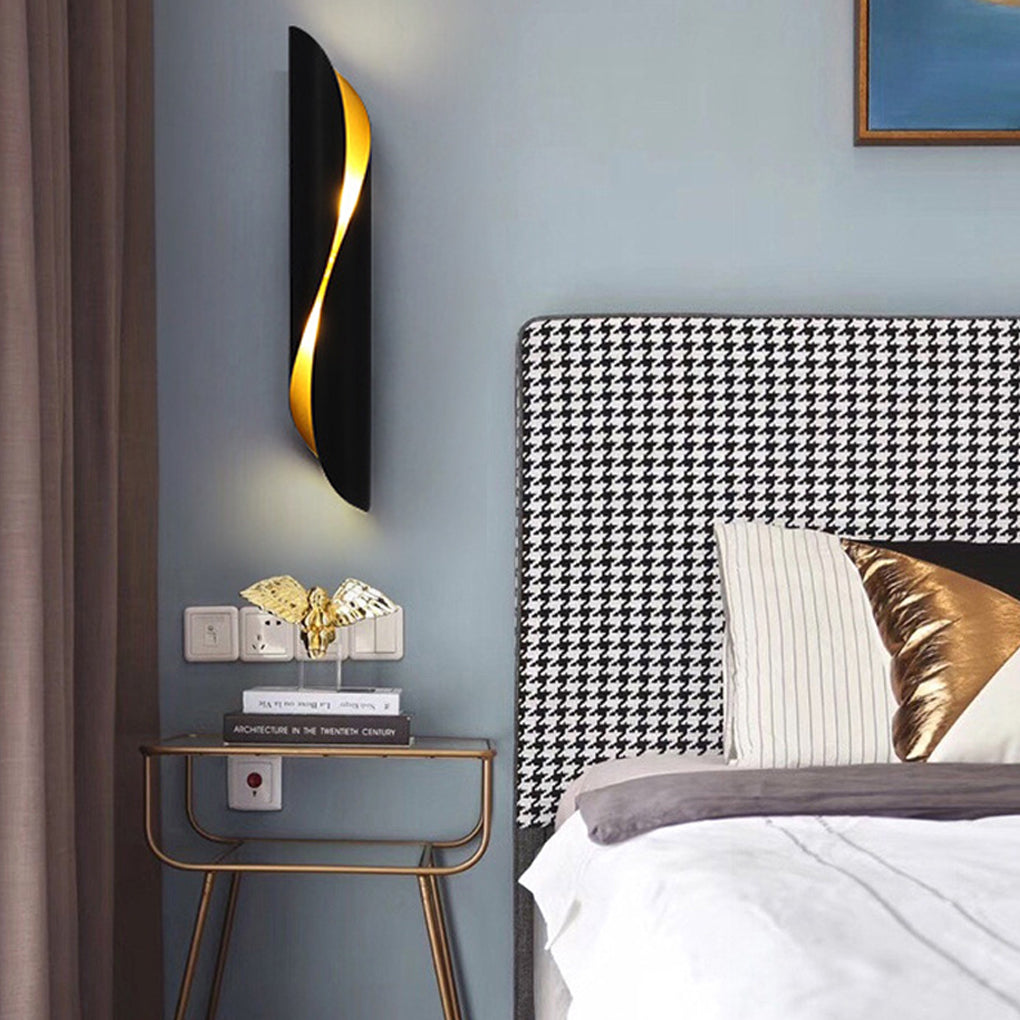 Modern Arc Wall Sconce – Industrial Metal Design with Gold Accent